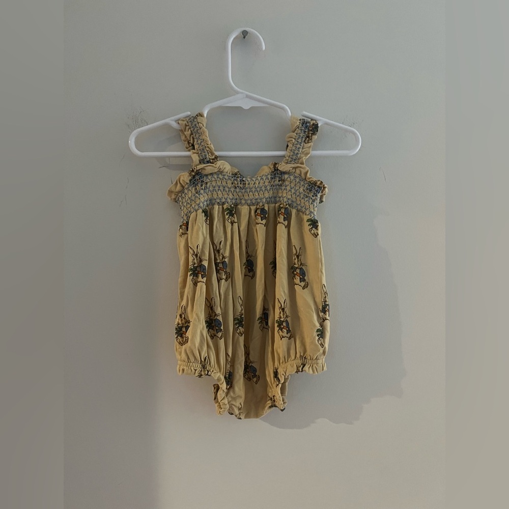 Kate Quinn Bamboo Peter Rabbit Smocked Bubble Romper 6-12M Cottagecore Baby - Picture 4 of 4
